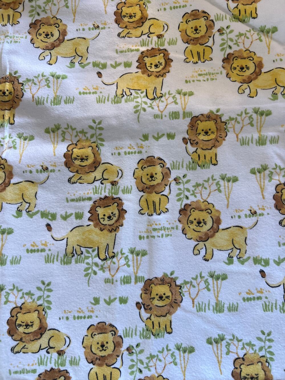 Vintage Fabric with Cute Lions 36 inches high by 42 wide